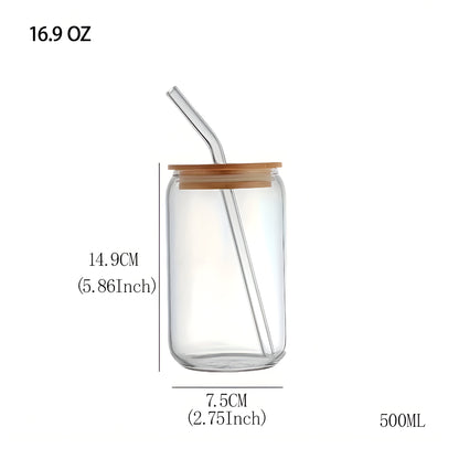 Daisy Pastel Print Glass Jar with Straw & Wooden Lid