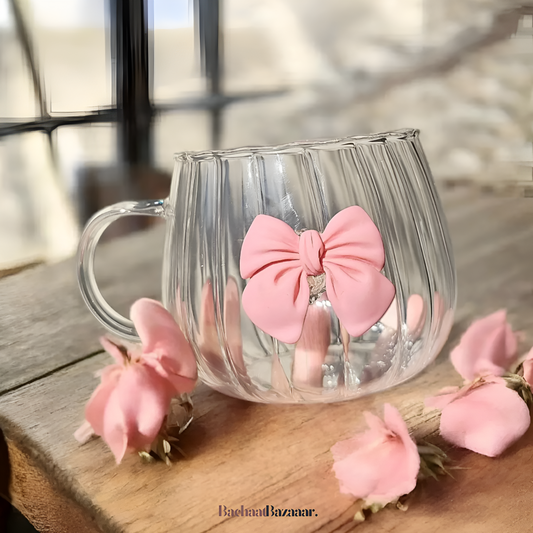 Bows Pumpkin Vertical Stripes Glass Cups with handle