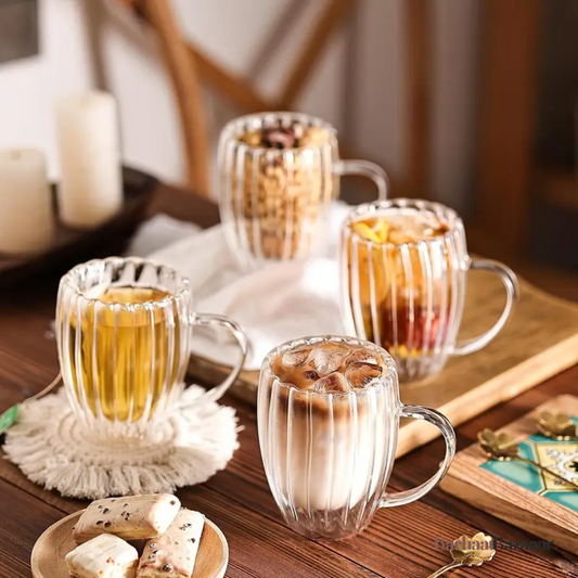 500ml Pumpkin Retro Double Layer Glass Cup - Tea-Coffee Milk Cup.