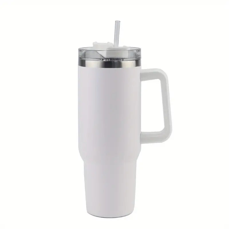 40 Oz Tumbler With Handle, Straw and Transparent Lid
