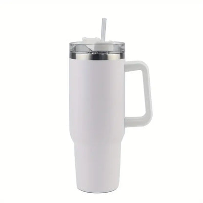 40 Oz Tumbler With Handle, Straw and Transparent Lid