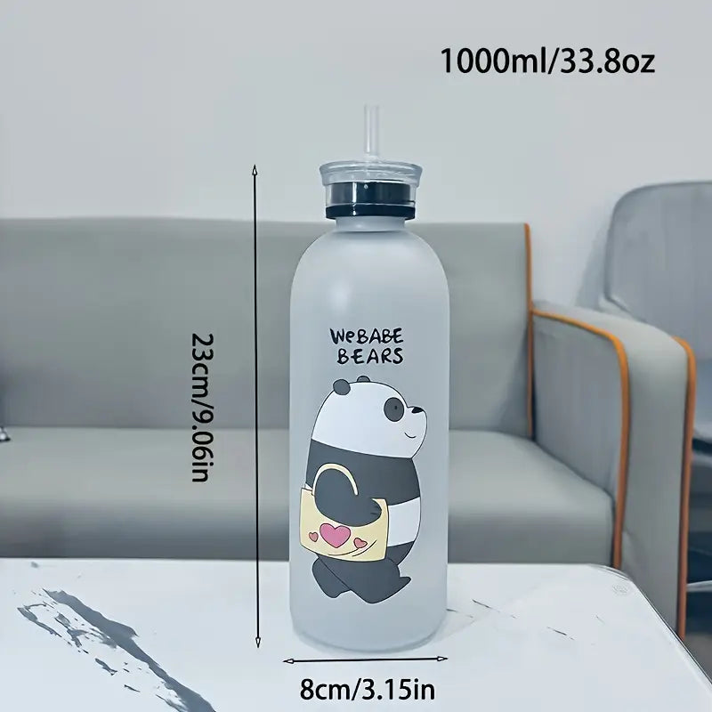 We Bare Bear Water Bottle with Straw