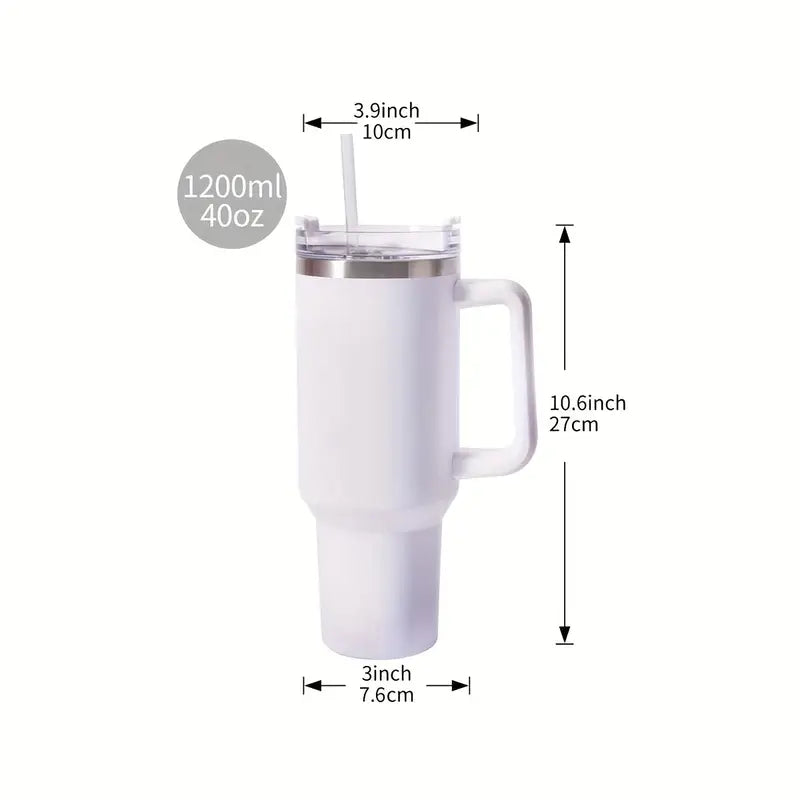40 Oz Tumbler With Handle, Straw and Transparent Lid