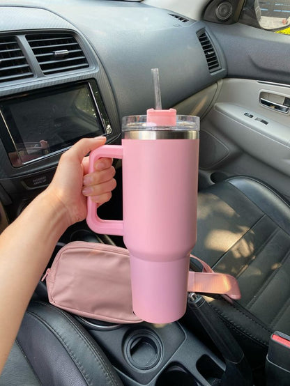 40 Oz Tumbler With Handle, Straw and Transparent Lid