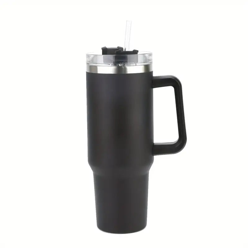 40 Oz Tumbler With Handle, Straw and Transparent Lid