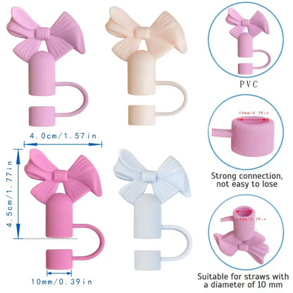 1Pc Cute Bow Silicone Straw Cap