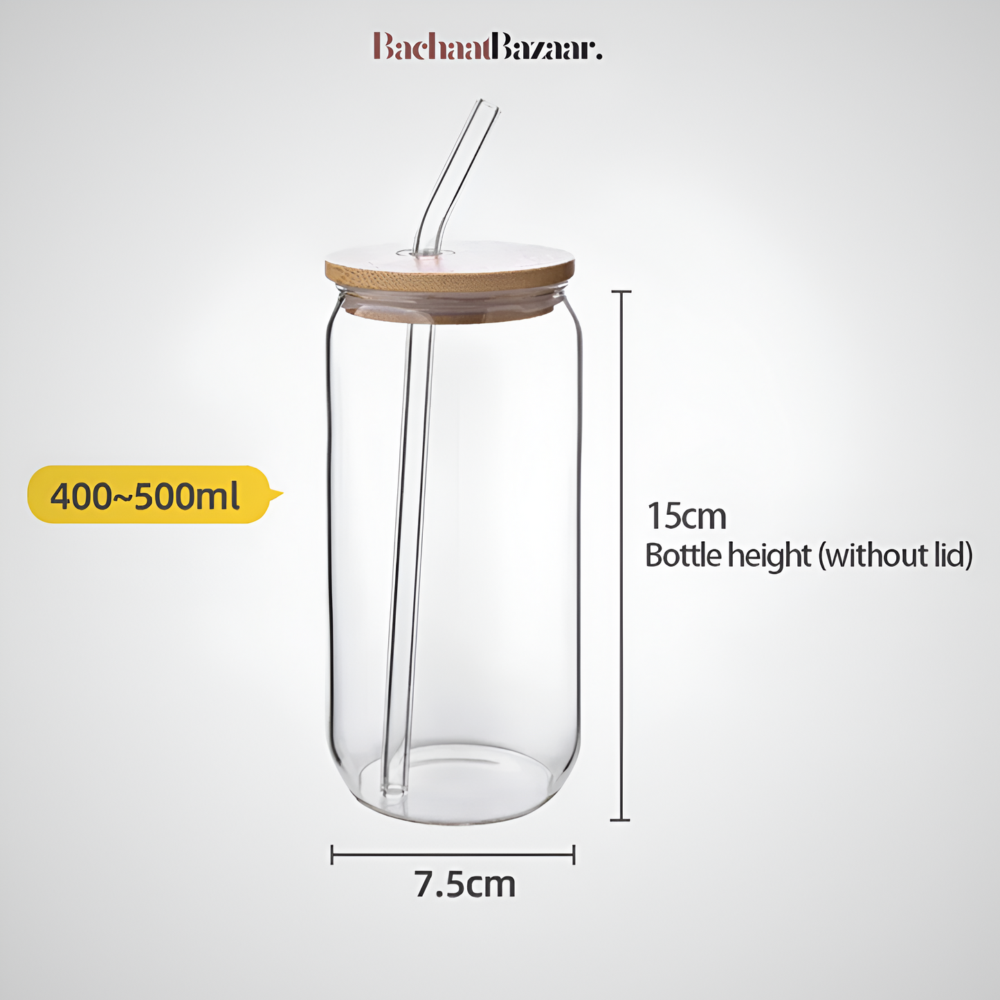 High Borosilicate Glass Straw Cup with Lid