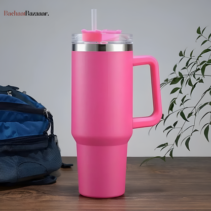 40oz Stainless Steel Tumbler with Handle & Straw Lid