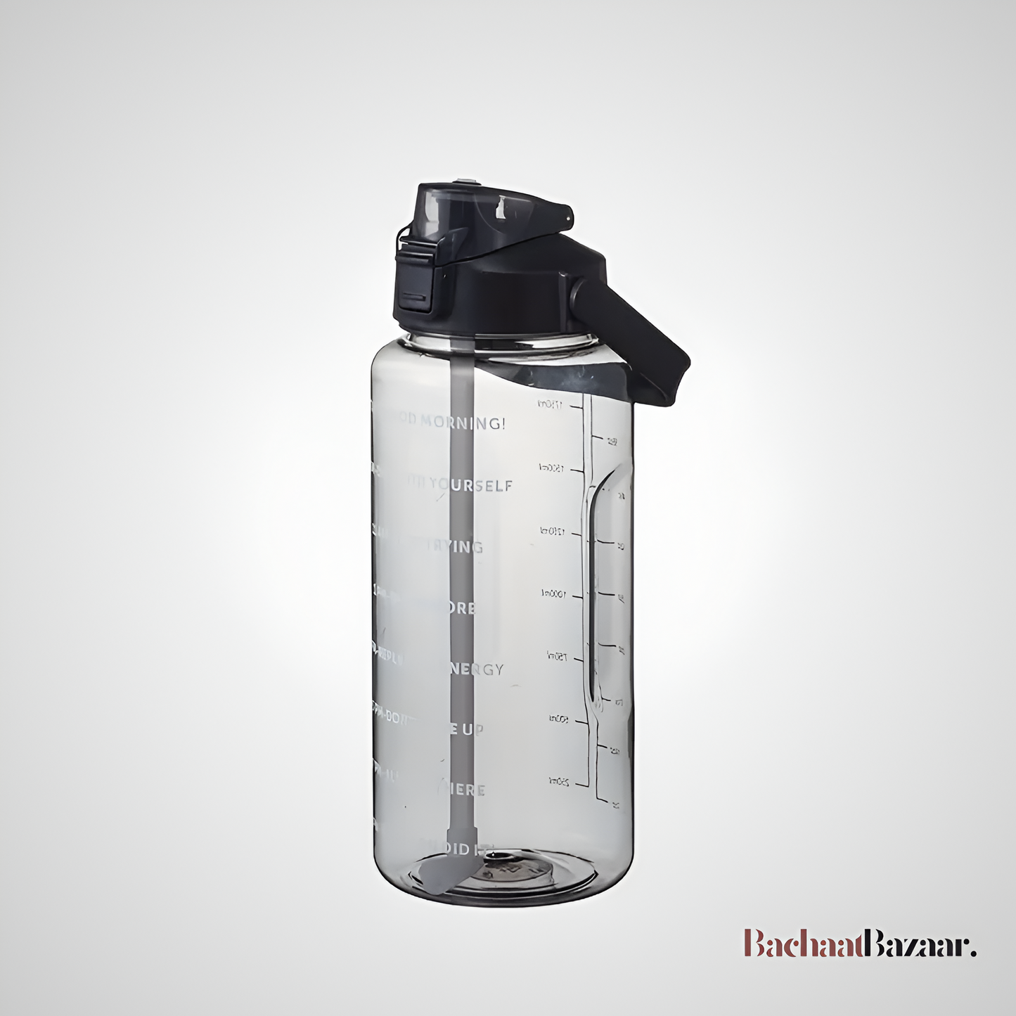 2L Large Capacity Sports Cup Water Bottle with Straw & Time Marker