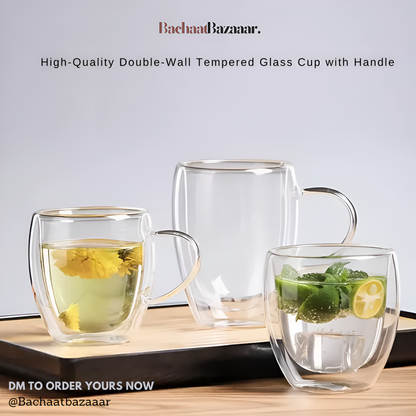 High-Quality Double-Wall Tempered Glass Cup with Handle